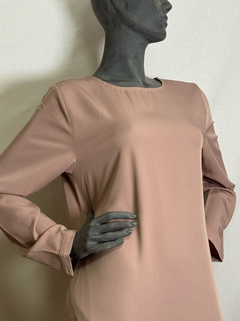 LINA abaya mekko musliminaisille – beige väri, mukava ja peittävä hijab-mekko, suomalainen verkkokauppa