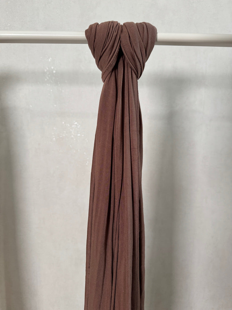 Premium Jersey huivi wood – lämmin ruskea puuvillaviskoosi hijab musliminaisille, arkeen ja säähän kuin säähän