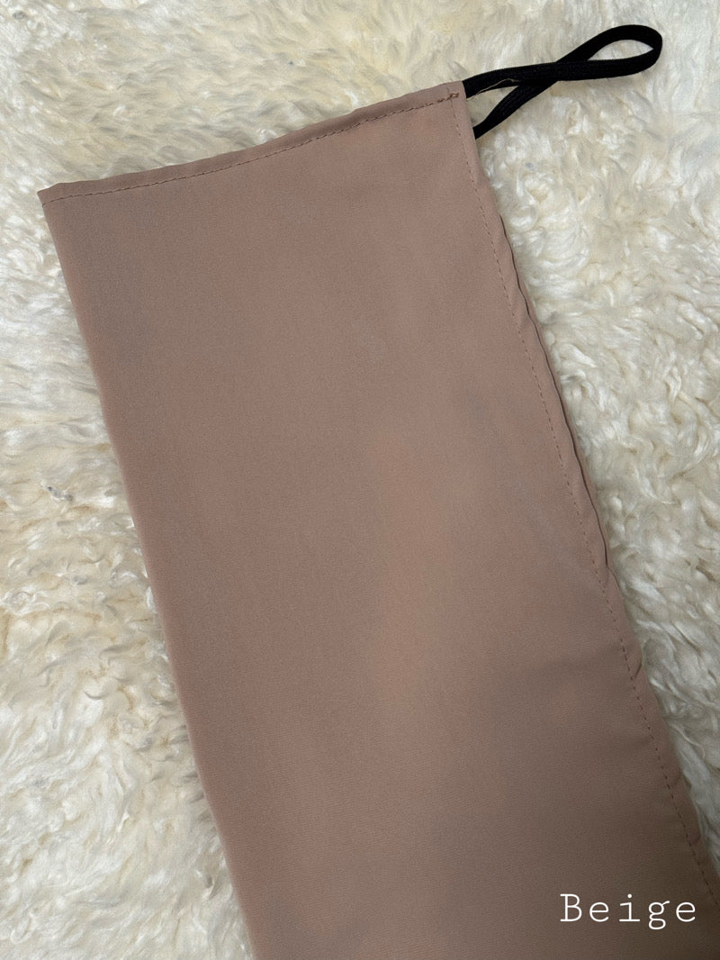 Puoli niqab beige medina silk -kankaasta, kevyt ja hengittävä, kuminauhakiinnitys, musliminaisille, suomalainen verkkokauppa