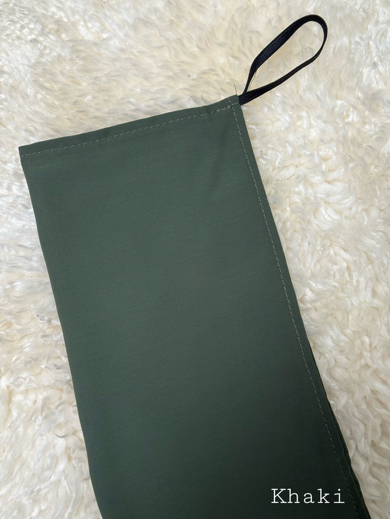 Puoli niqab khaki medina silk -kankaasta, kevyt ja hengittävä, kuminauhakiinnitys, musliminaisille, suomalainen verkkokauppa