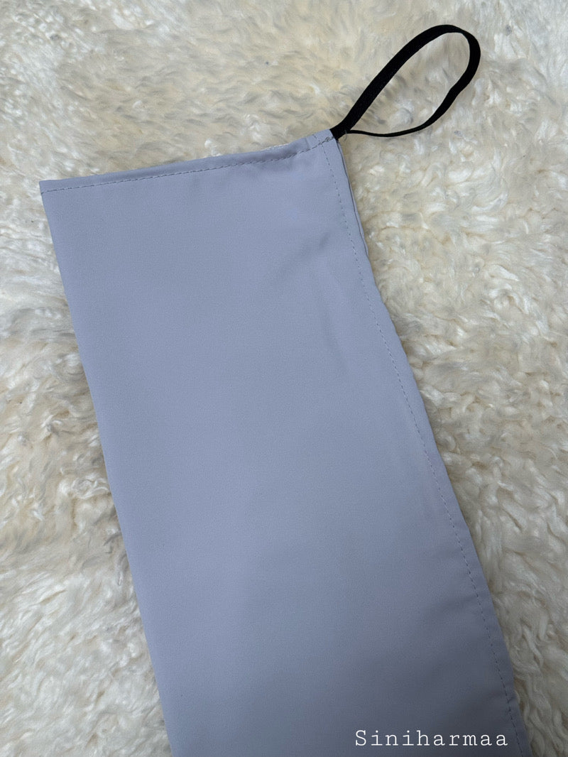 Puoli niqab siniharmaa medina silk -kankaasta, kevyt ja hengittävä, kuminauhakiinnitys, musliminaisille, suomalainen verkkokauppa